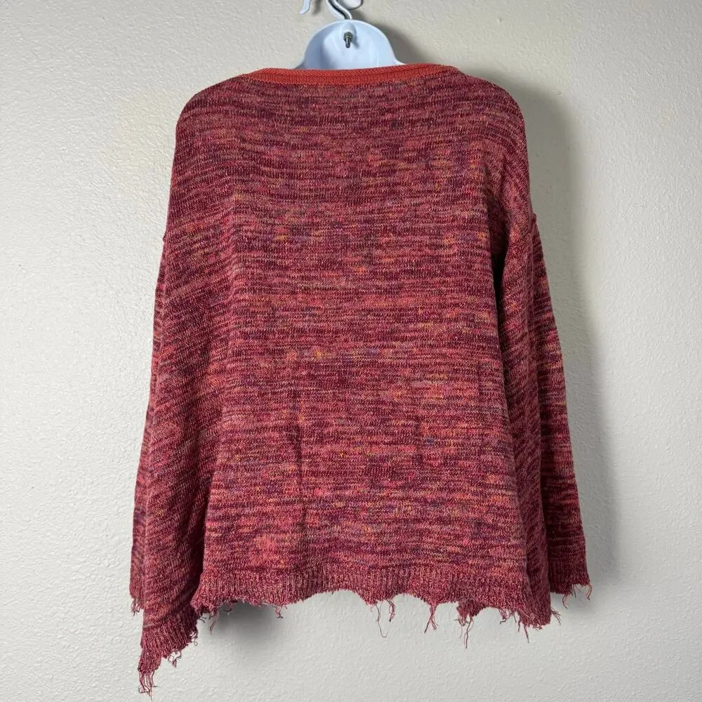 free people | prism pullover chunky boho women's fringe sweater sz M